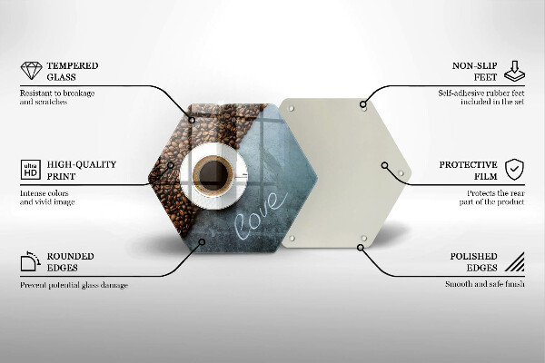 Kuchynská doska veľká zo skla Kávové zrná a šálka