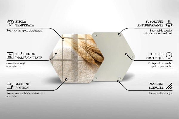 Kuchynská doska veľká zo skla Múka a obilné klasy