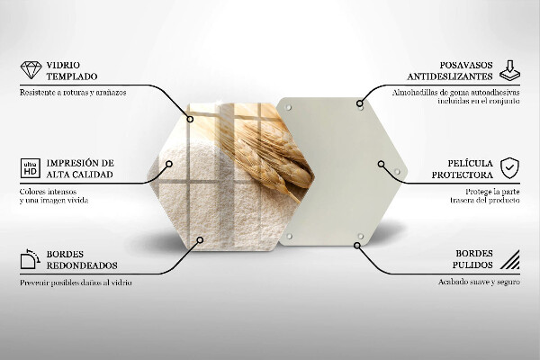 Kuchynská doska veľká zo skla Múka a obilné klasy