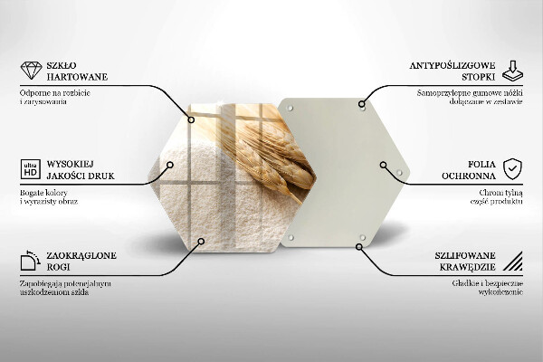 Kuchynská doska veľká zo skla Múka a obilné klasy