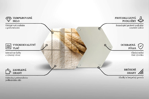 Kuchynská doska veľká zo skla Múka a obilné klasy