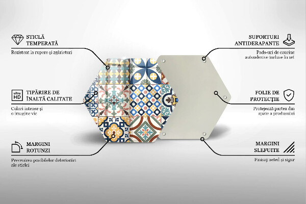 Kuchynská doska veľká zo skla Dekoratívne dlaždice
