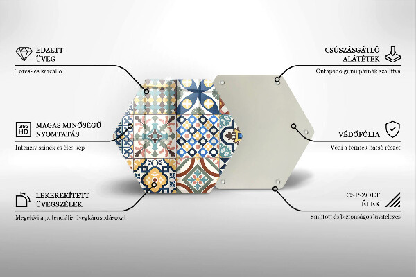 Kuchynská doska veľká zo skla Dekoratívne dlaždice