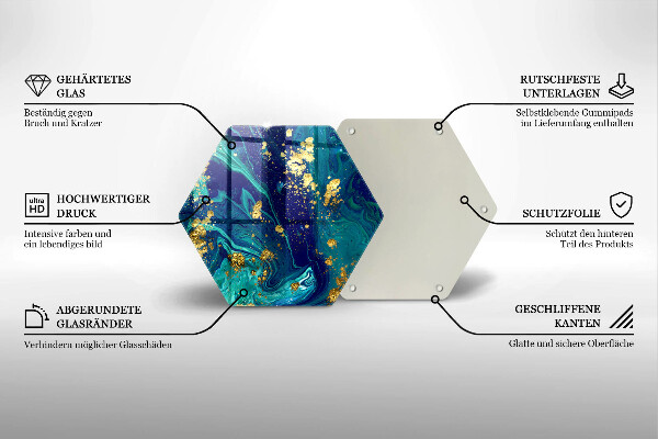 Kuchynská doska veľká zo skla Abstrakcia so zlatom