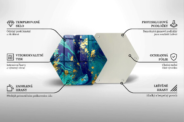 Kuchynská doska veľká zo skla Abstrakcia so zlatom