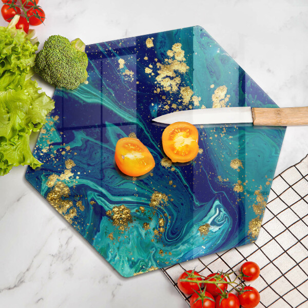 Kuchynská doska veľká zo skla Abstrakcia so zlatom