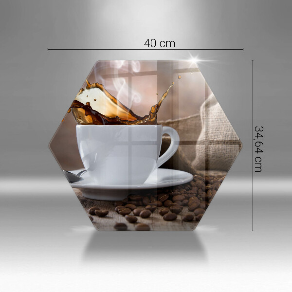 Kuchynská doska veľká zo skla Šálka a kávové zrná