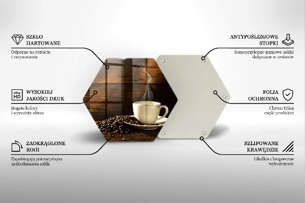 Kuchynská doska veľká zo skla Drevená šálka na kávu