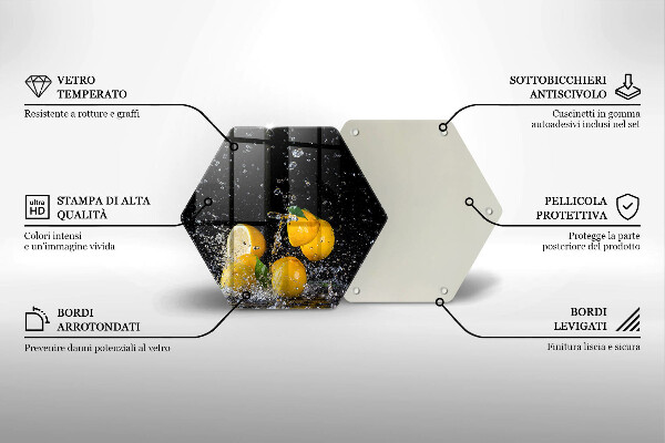 Kuchynská doska veľká zo skla Šťavnaté citrónové ovocie