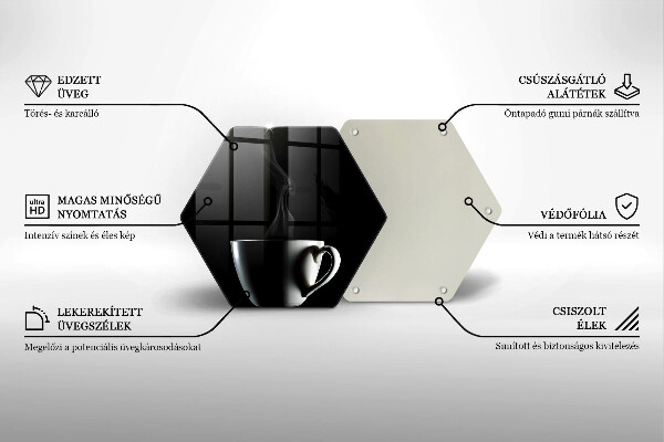 Kuchynská doska veľká zo skla Šálka čaju