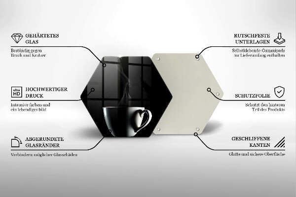 Kuchynská doska veľká zo skla Šálka čaju