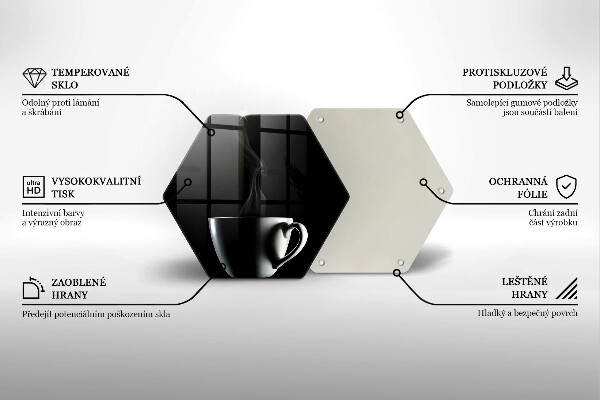 Kuchynská doska veľká zo skla Šálka čaju