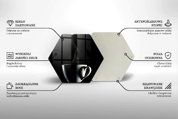 Kuchynská doska veľká zo skla Šálka čaju