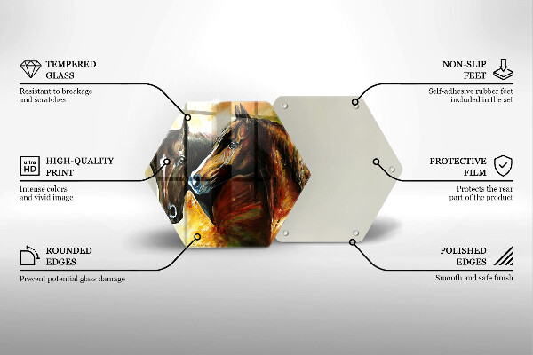 Kuchynská doska zo skla Zvieratá kone