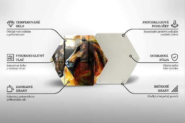 Kuchynská doska zo skla Zvieratá kone