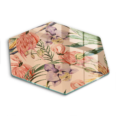 Kuchynská doska veľká zo skla Ilustrácie plameniakov