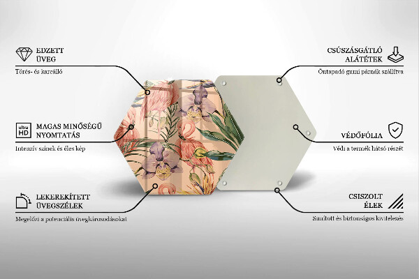 Kuchynská doska veľká zo skla Ilustrácie plameniakov