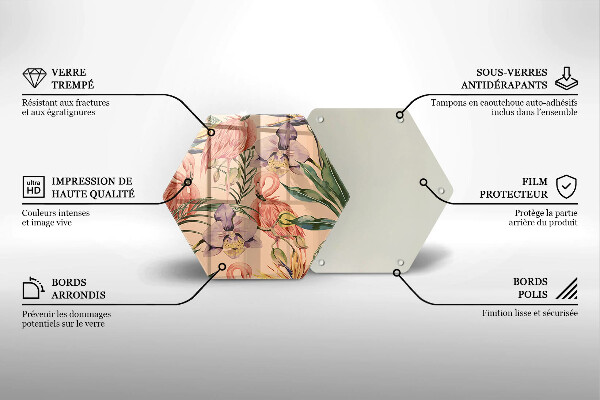 Kuchynská doska veľká zo skla Ilustrácie plameniakov