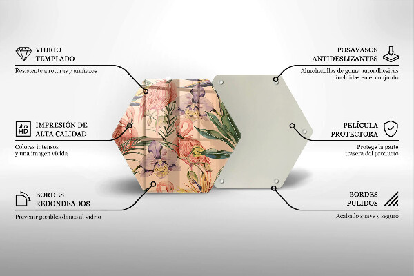 Kuchynská doska veľká zo skla Ilustrácie plameniakov