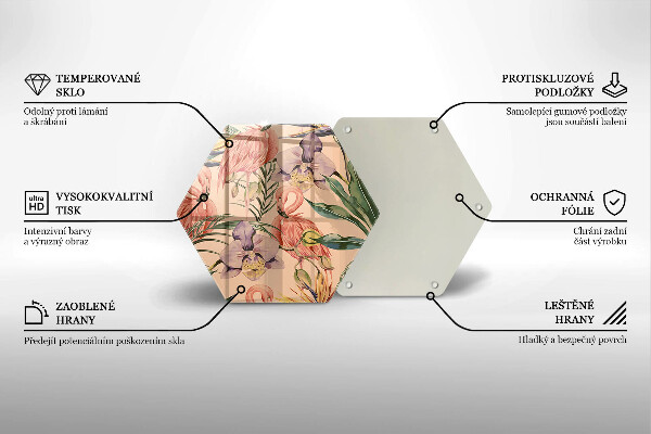 Kuchynská doska veľká zo skla Ilustrácie plameniakov