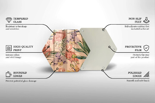 Kuchynská doska veľká zo skla Ilustrácie plameniakov
