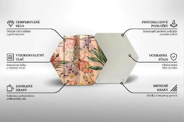 Kuchynská doska veľká zo skla Ilustrácie plameniakov