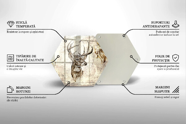 Kuchynská doska veľká zo skla Jeleň zvierat ilustrácie