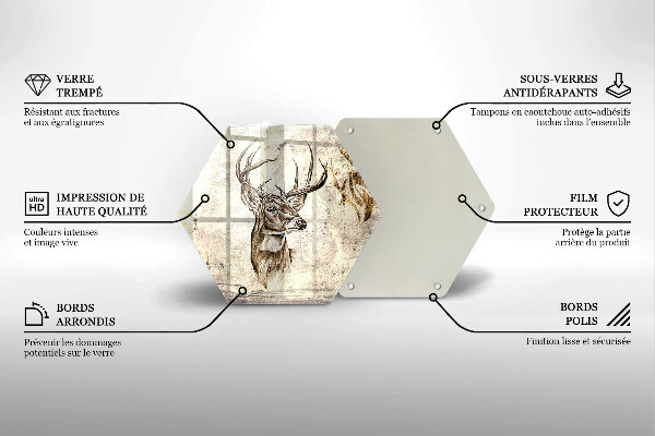 Kuchynská doska veľká zo skla Jeleň zvierat ilustrácie