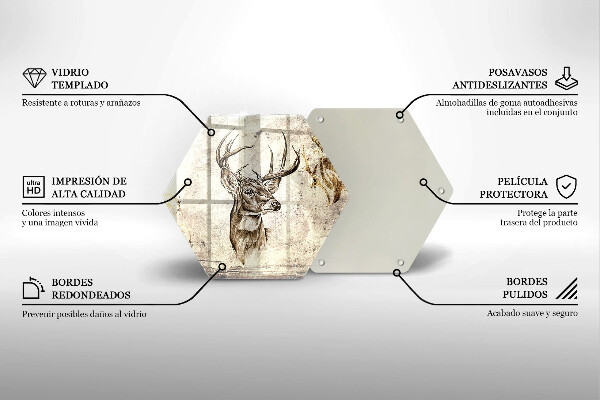 Kuchynská doska veľká zo skla Jeleň zvierat ilustrácie