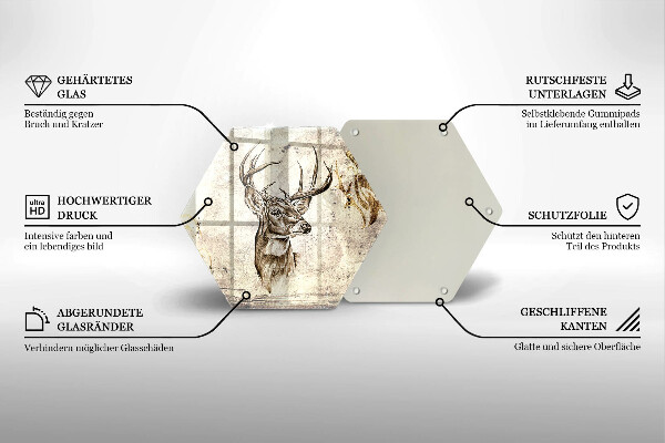 Kuchynská doska veľká zo skla Jeleň zvierat ilustrácie