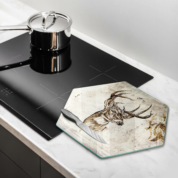 Kuchynská doska veľká zo skla Jeleň zvierat ilustrácie