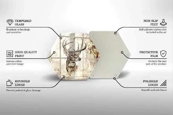 Kuchynská doska veľká zo skla Jeleň zvierat ilustrácie