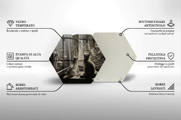 Kuchynská doska veľká zo skla Mesto mačky a okno