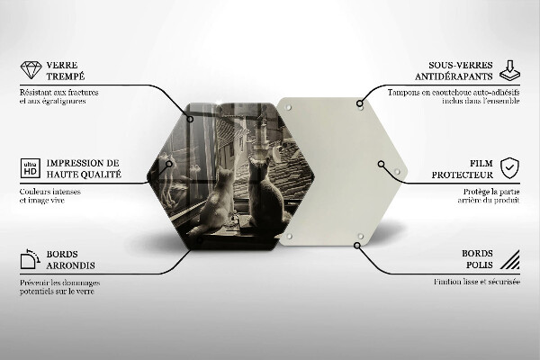 Kuchynská doska veľká zo skla Mesto mačky a okno