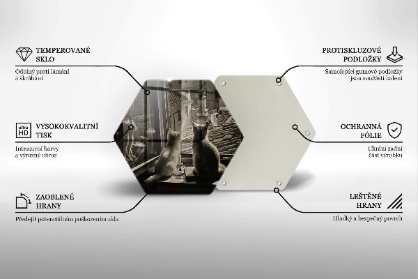 Kuchynská doska veľká zo skla Mesto mačky a okno