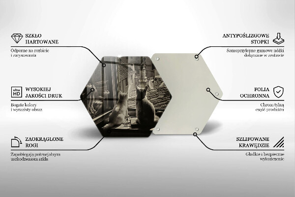 Kuchynská doska veľká zo skla Mesto mačky a okno