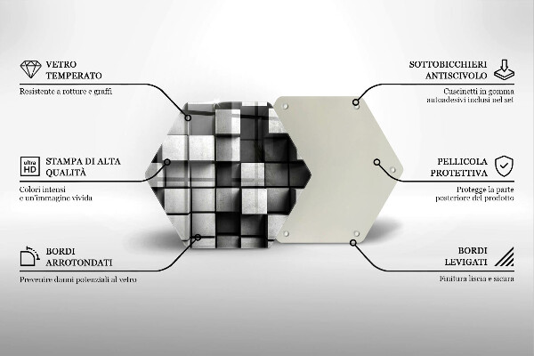 Kuchynská doska veľká zo skla Abstraktné 3D štvorce