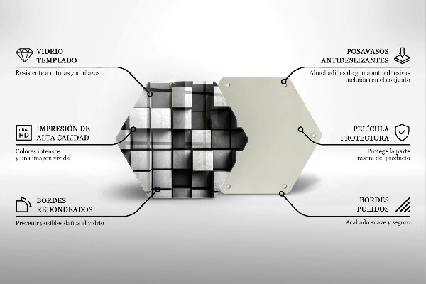 Kuchynská doska veľká zo skla Abstraktné 3D štvorce