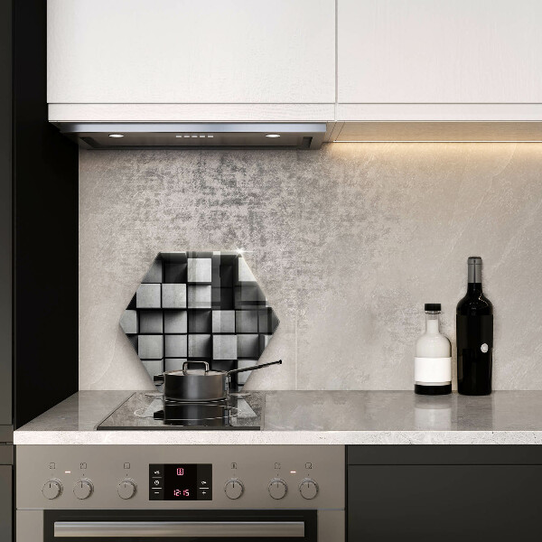 Kuchynská doska veľká zo skla Abstraktné 3D štvorce