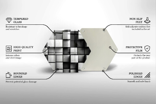 Kuchynská doska veľká zo skla Abstraktné 3D štvorce