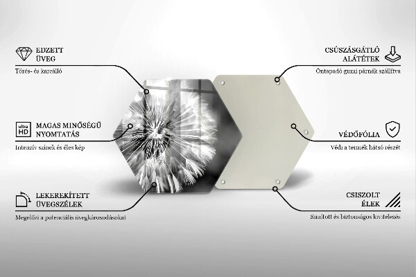 Kuchynská doska veľká zo skla Jemná púpava