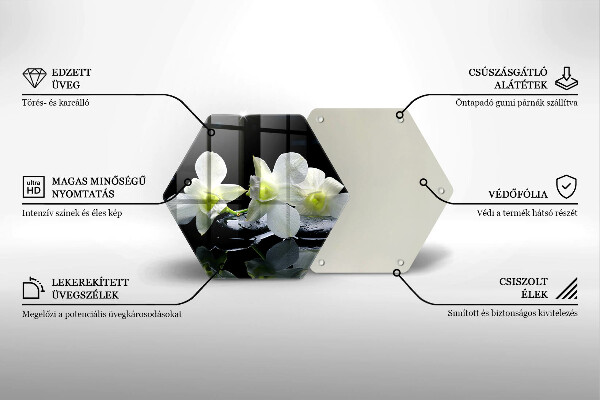 Kuchynská doska veľká zo skla Biele kvety v zenovej vode