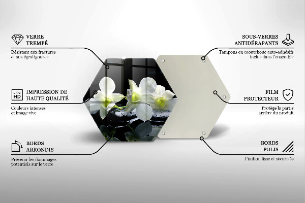 Kuchynská doska veľká zo skla Biele kvety v zenovej vode