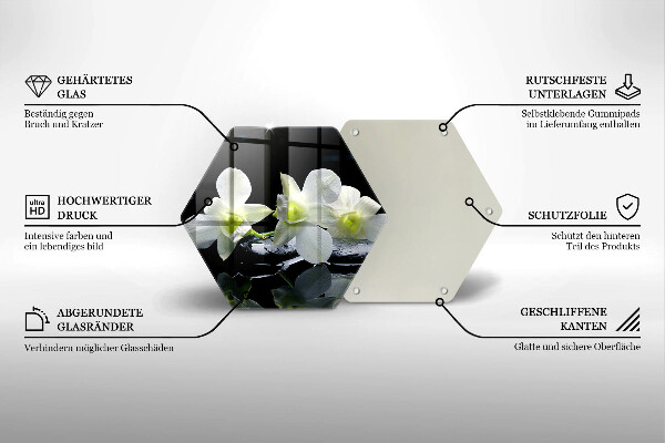 Kuchynská doska veľká zo skla Biele kvety v zenovej vode