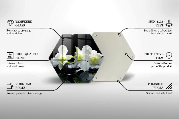 Kuchynská doska veľká zo skla Biele kvety v zenovej vode