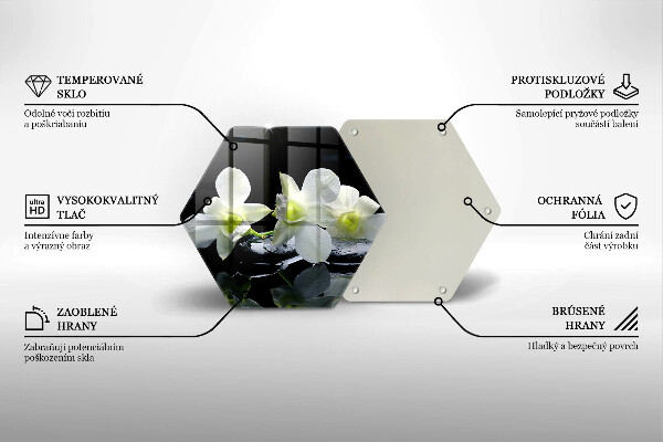 Kuchynská doska veľká zo skla Biele kvety v zenovej vode