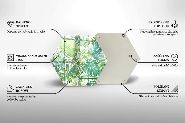 Kuchynská doska veľká zo skla Akvarelové boho listy