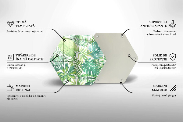 Kuchynská doska veľká zo skla Akvarelové boho listy