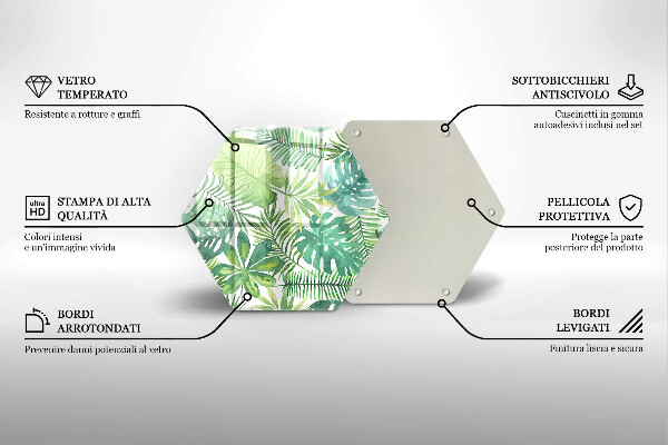 Kuchynská doska veľká zo skla Akvarelové boho listy