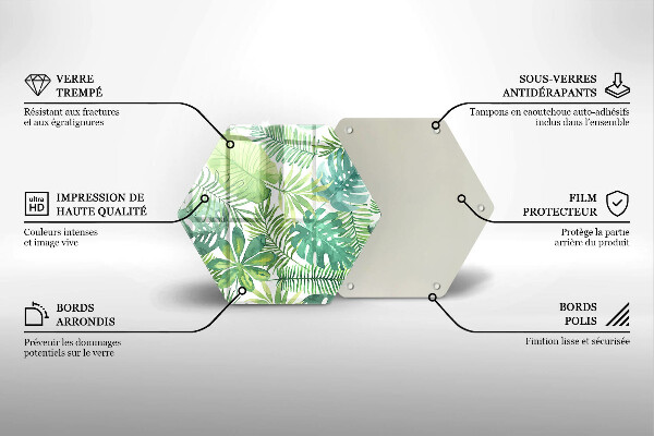 Kuchynská doska veľká zo skla Akvarelové boho listy